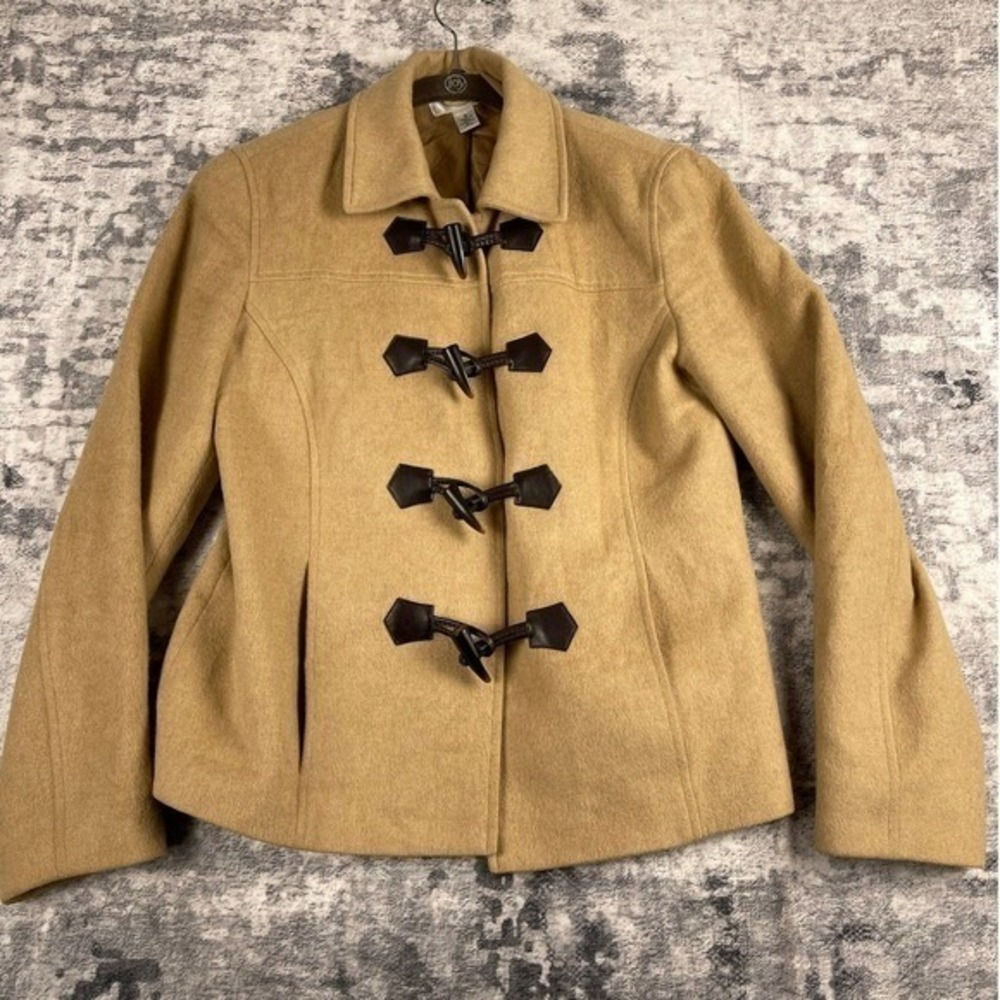 Talbots Women Camel Tan Wool‎ Blend Duffle Coat Toggle Button S  Italy